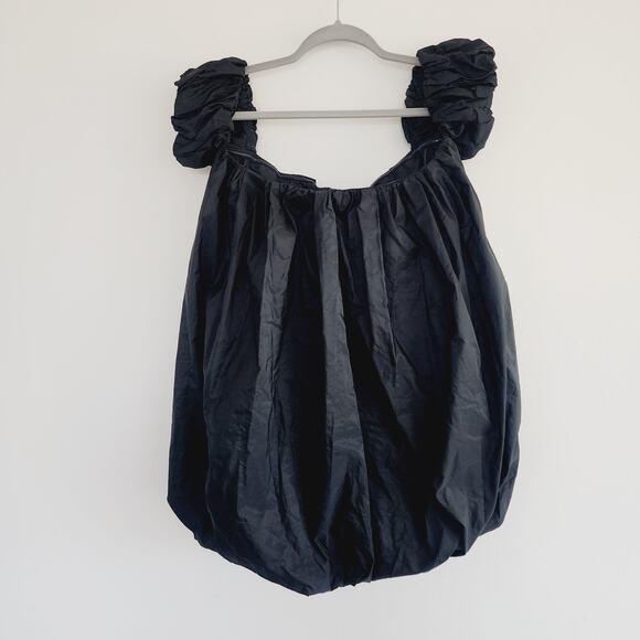 Zara Black Off the Shoulder Bubble Hem Taffeta Mini Dress Size Small - Picture 3 of 11